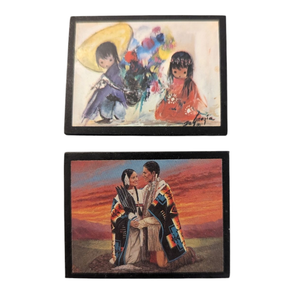 Vintage Pair Of Southwest Indian Inspired Refrigerator Fridge Magnets 2"